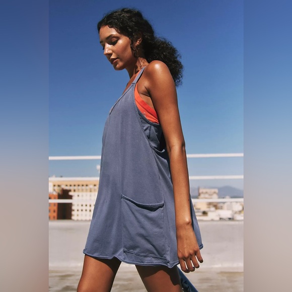 NWOT Free People Movement Hot Shot Mini Dress In Blue Indigo - Picture 4 of 11